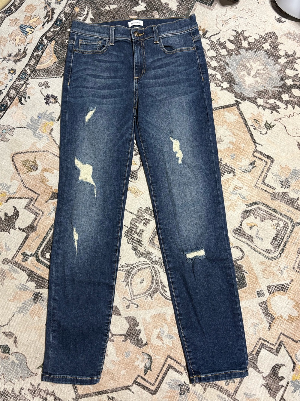 Sneak Peek Dark Wash Distressed Skinny Jeans
